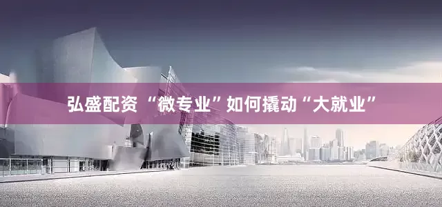 弘盛配资 “微专业”如何撬动“大就业”