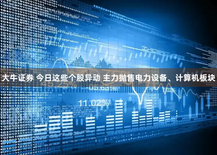 大牛证券 今日这些个股异动 主力抛售电力设备、计算机板块